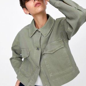 zara khaki denim jacket